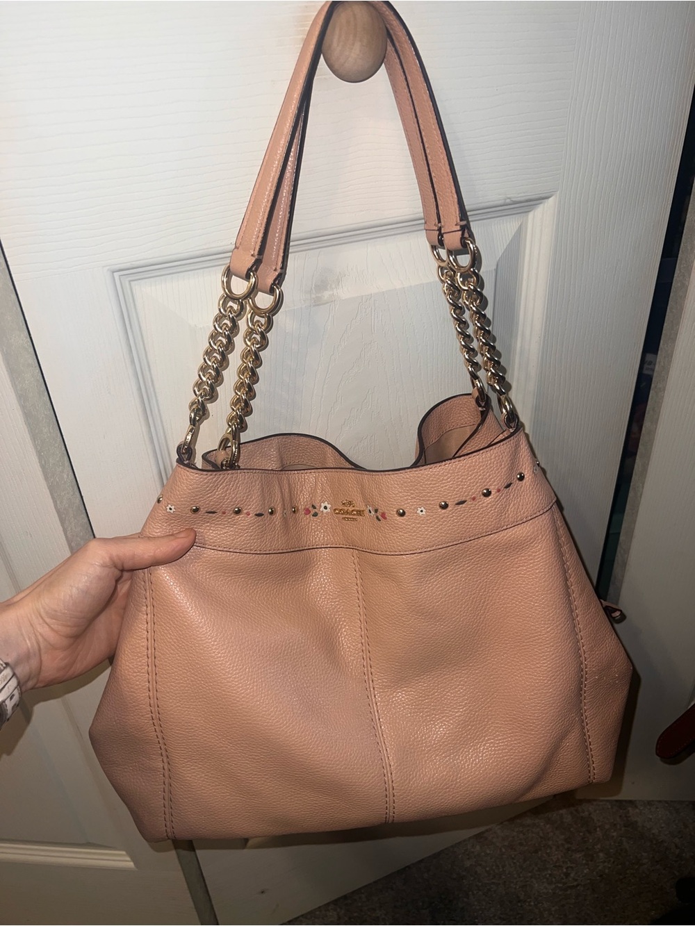 Coach Pebble Leather Shoulder Bag in Blush
